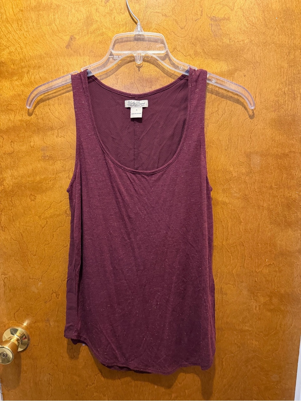 Lucky brand burgundy gold glitter lightweight tank top women’s tank size S